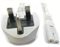 Power Cord UK Plug to Figure 8 Fig of 8 Lead Cable 2 Pin C7 (2 Metre, White)