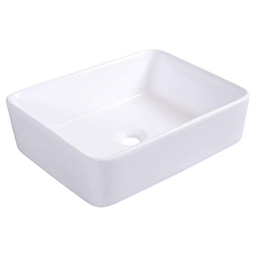 Giantex Bathroom Rectangle Ceramic Vessel Sink Vanity Pop Up Drain Modern Art Basin