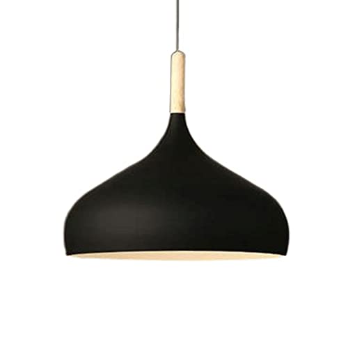 CHENKUI Lámpara colgante americana de granja, pantalla de lámpara de macarrón, mango de madera, candelabro creativo de una sola cabeza, estilo industrial, kit de iluminación colgante para comedor,