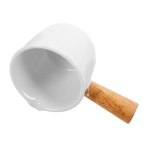 CIYODO Milk Cup Mini Measuring Cup Coffee Cups Espresso Cup Creamer Pitcher Coffee Mugs Coffe Cups Container Milk Dispenser Ceramic Milk Pitcher Coffee Milk Kettle Milk Jug White Wooden