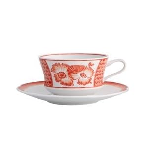 Vista Alegre Oscar De La Renta Coralina Tea Cup & Saucer