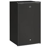 HOMCOM 91 Litre Freestanding Under Counter Fridge Freezer with Lock, Small Fridge with Chiller Box, Adjustable Thermostat, 47.5cm Wide, Black
