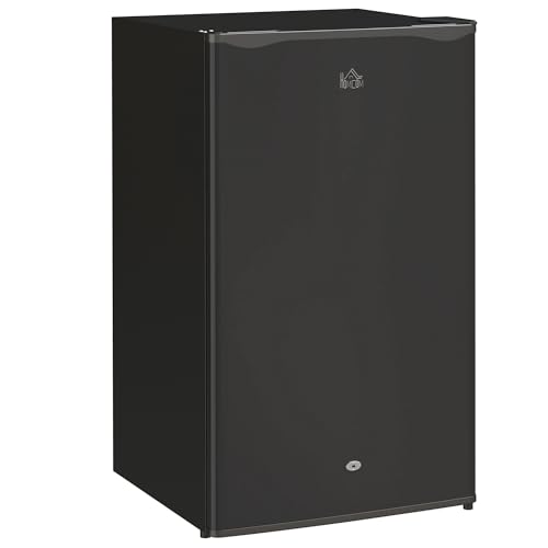 HOMCOM Under Counter Fridge 91L Small Fridge with Lock Chiller Box Black