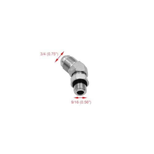 Image of (2-PACK) 6802-08-06-NWO Hydraulic Hose Adapter Fitting 1 /2 inch Male JIC 37Flare(3 /4 inch-16 inchUNF)x3 /8 inch Male Adjustable Nut O-Ring Boss(9 /16 inch-18UNF)45Elbow SAE Pipe Joints Connector Carbon Steel