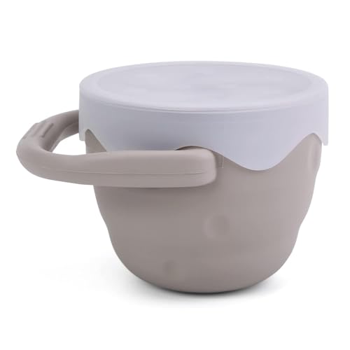 Image of Moonkie Baby Snack Cups for Toddlers No Spill, Collapsible Silicone Containers for Girl, Snack Catchers with Lid for Kids (Folding Argil)