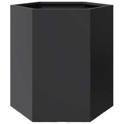 Jardinières 2 pcs noir en acier robuste au design géométrique - 8