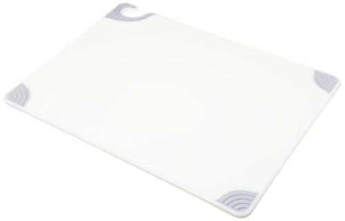 Planche à découper antidérapante Saf-T-Grip San Jamar blanche grand format