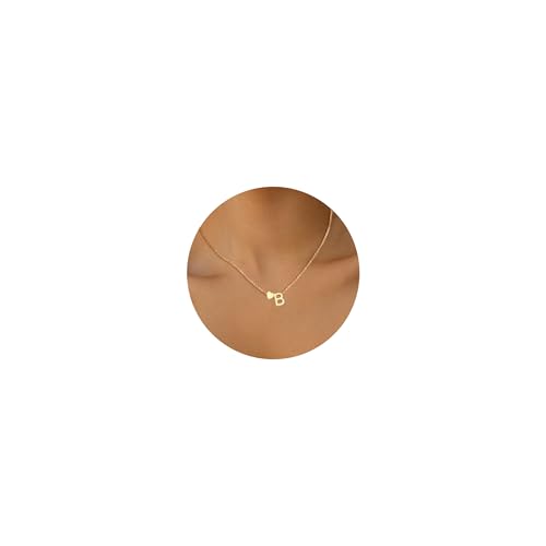 HSWYFCJY Collier Femme Or Chaîne Coeur avec Lettre 316L Acier Inoxydable Pendentif Initiales B Nom...