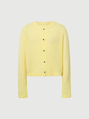Image of Women's Silk Cashmere Blend Cardigan, Lightweight Soft Knit Round Neck Sweater, Button Front Elegant Layer for Spring & Fall