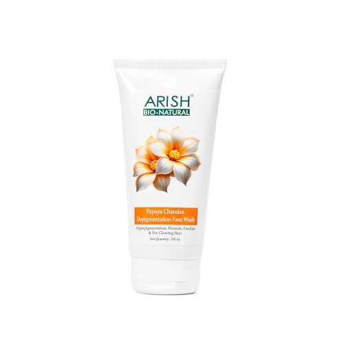 Image of ARISH BIO-NATURAL Papaya Chandan Depigmentation Face Wash with Niacinamide & Sandalwood | Fades Pigmentation, Dark Spots & Blemishes | Herbal Daily Cleanser | 150 ml