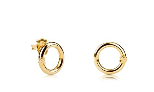TOUS Pendientes de Anilla con Baño de Oro 18Kt sobre Plata para Mujer con Motivo de Oso 1.6cm, Fino y Elegante, Colección Hold