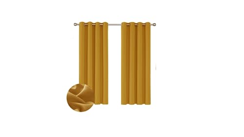 Ev Dekor® EVCRTN01 Thermal Blackout Curtains for Bedroom Offices, Hotels Windows 66"(167cm) Wide X 54"(137cm) Long, Ochre