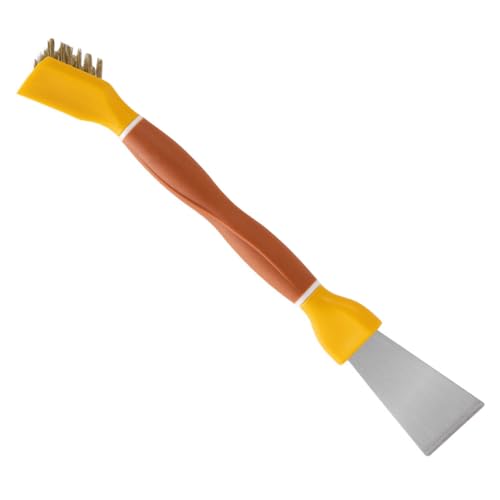 SOIMISS Cepillo de Limpieza Multiusos de Acero Inoxidable Cepillo Pequeño para Ranuras y Juntas Herramienta Práctica para Cocina y Baño para Vitrocerámica y Estufa Color Amarillo