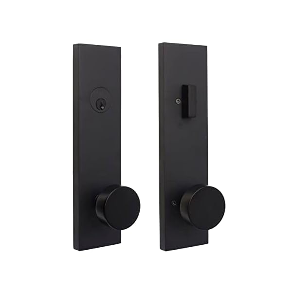 Weslock 066214242SL2D Addy Entry Handle with Mesa Knob (Keyed Handleset, Matte Black)