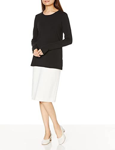 Amazon Essentials Women's Classic-Fit Long-Sleeve Crewneck T-Shirt, Black, Large