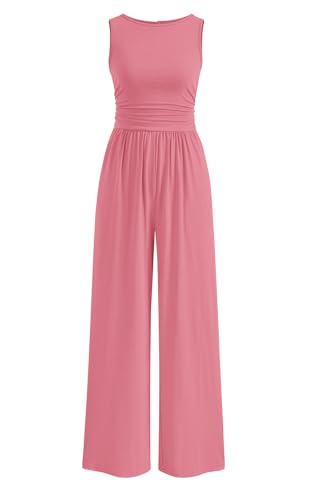 PRETTYGARDEN One Piece Jumpsuits for Women Dressy Casual Sleeveless Crewneck