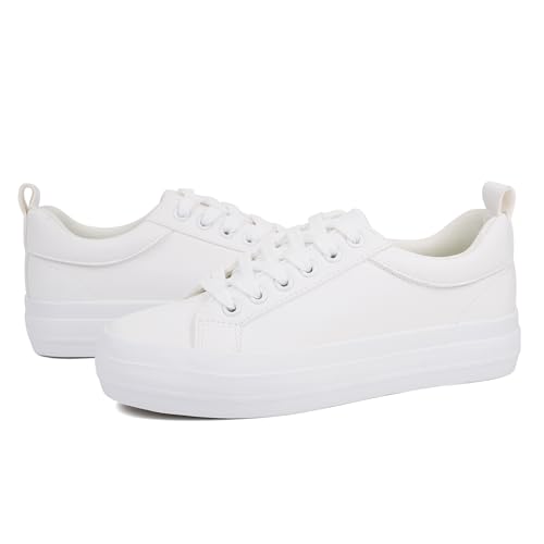 Image of JABASIC Women Lace Up Platform Sneakers Comfortable Casual Fashion Sneaker Walking Shoes