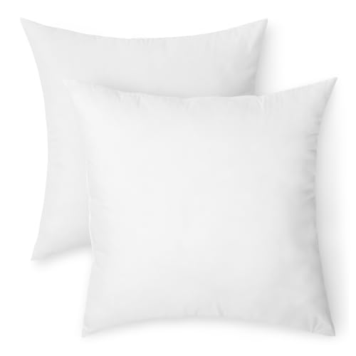 Amazon Basics Square Hypoallergenic Pillow Insert Down Alternative Fiberfill Sofa Bed Couch Decorative Stuffer 18 2-Pack