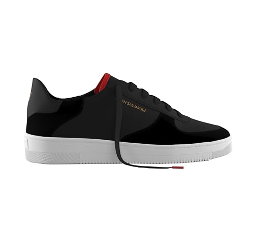 Men's Black Everyday Sneaker - Black Sneakers Shoes for Men - Classic Premium Italian Leather Walking & Casual Fashion Sneakers Shoes with Comfort Lace Up