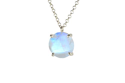 Collier de Moonstone chaîne argent massif bijou fantaisie pendentif rond de juin