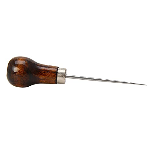 Wooden Handle Scratch Awl Tool, Leather Craft Cloth Wood Handle Scraping Taper Tool Needle Punch Hole DIY Handmade