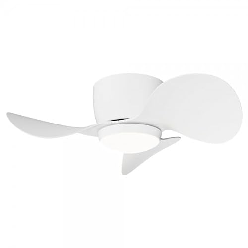 Bilake Ventilador de Techo pequeño Moderno Color Blanco, Motor DC silencioso con luz LED 20W 2000 lúmenes y Mando a Distancia Monty