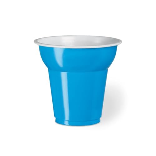Generico 50 Bicchieri plastica CAFFE' da 70 cc | VARI COLORI | bicchierini da caffè 70ML vari colori MADE IN ITALY (Azzurro)