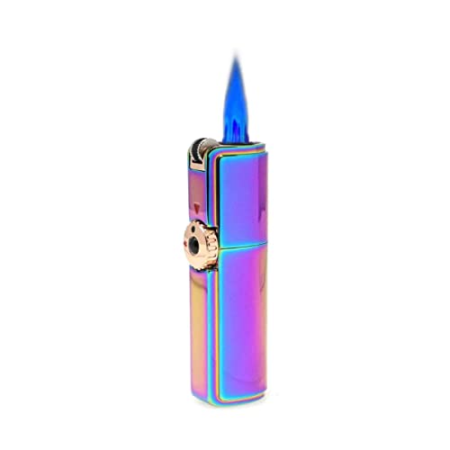 Butane Torch Lighter - Windproof Lighter with Punch and Replaceable Flint, Adjustable Refillable Triple Jet Flame Lighter for Grill BBQ Candle Camping, Men Gift (Multicolor)