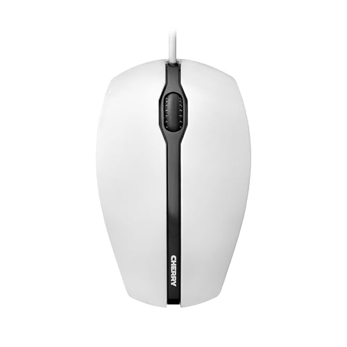 CHERRY GENTIX Corded, Kabelgebundene Maus, Präzises Scrollrad, Optischer Sensor, Symmetrisches Design für Links- & Rechtshänder, Kabel 1,8 m, USB 2.0, Weiß-Grau