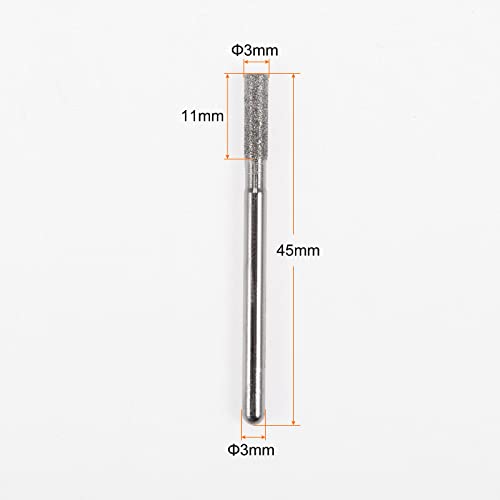 Juego de 30 fresas de diamante 3mm cabeza cilíndrica miniatura 2