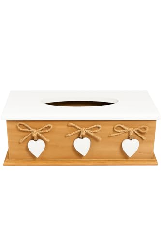 khevga Tissue Box with Lid – Wooden Tissue Holder in Rustic Country House Style, Elegant Brown Design for Home, Office, and Bathroom Decor