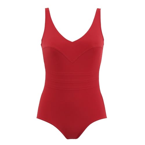 Maillot de bain grande taille Janine Robin galbant rouge 48EF