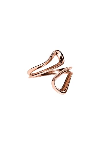 Purelei Journey Ring Offener größenverstellbarer Designring Edelstahl 14K/18K vergoldet Modernes Statement-Piece Größen S/M & M/L Wasserfest (Rosegold M-L)