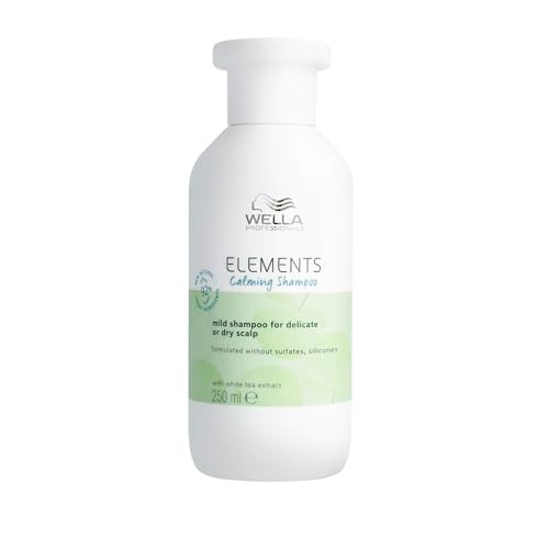 Wella Professionals ELEMENTS CALMING Champú sin siliconas, cuidado suave del cabello para cuero cabelludo sensible, calma y regenera, con té blanco y provitamina B5, 250 ml
