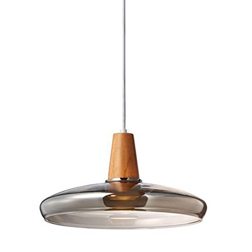 Suspension verre et bois E27 design américain minimaliste chic