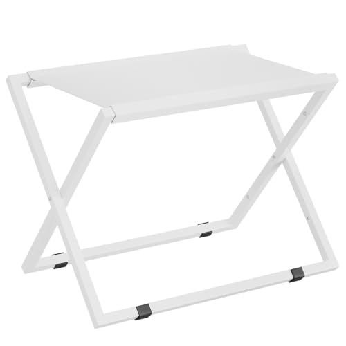 IBUYKE Luggage Rack for All Suitcase Sizes Foldable Suitcase Stand Metal Luggage Holder Easy to Assemble for Bedroom Living Room Hotel White TLR001W