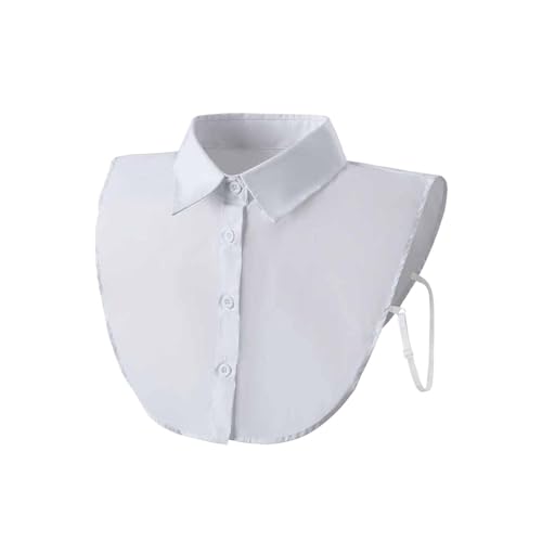 Vaveren Mulheres pescoço colar falso roupas destacáveis gola pontiaguda elegante ajustável, BRANCO