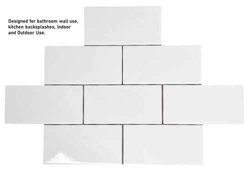 Tenedos White Ceramic 3x6 Glossy Subway Wall Tile Backsplash for Kitchen, Bathroom Shower, Accent Decor, Fireplace (80 Pieces - Box of 10 sq.ft.) - Thumbnail 4