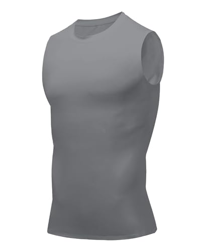 Image of Compression Shirt Men Slimming Body Shaper Vest Crewneck Workout Tank Top | Tummy Control Undershirts, Gynecomastia Compression Shirts, Back Support, Sleeveless Muscle Shirts, Shaping Tank Top