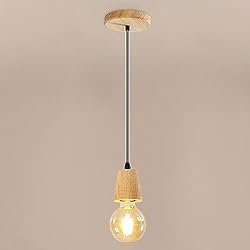 Lamparas Colgantes Conforama Kiwaezs Lámpara Colgante Industrial, E27 Lámpara de Techo de Madera, 150cm Araña Ajustable en Altura para Dormitorio Salón o Restaurante, Bombillas no incluidas