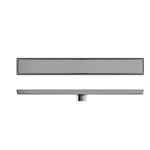 NJDQFA 2 in 1 Canalina Scarico Doccia con Filtro per Capelli,Scarico Doccia A Pavimento Piastrellabile Pannello,Scarico A Pavimento,Brushed,8.5 * 60cm