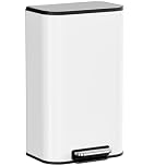 Clevich 30 L/ 50 L Kitchen Bin w/Soft-Close Lid & Foot Pedal, Square Kitchen Trash Can w/Removable Inner Bucket & Handle, Stainless Step Waste Bin, Fingerprint-Proof, Kitchen, Office (White, 50 L)