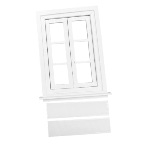 LRXIYODE Ventana de Madera Miniatura para Casa de Muñecas Accesorio de Mueble Mini de Ventana Blanca de Compartimentos Decoración DIY para Casitas