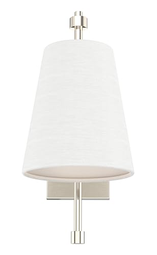 Image of Swing Arm Wall Lamps Set of 2, Fabric Linen Shade, Hardwired Wall Mounted Light Fixture for Bedside, Living Room, Bathroom, Versatile Home Decor (Brushed Nickel)