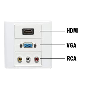 Image of HDMI /VGA /3RCA Multimedia Modular Wall Socket Face Plate Socket Plug Jack Cable or Adapter for Home /Office. (HDMI /VGA /3RCA)