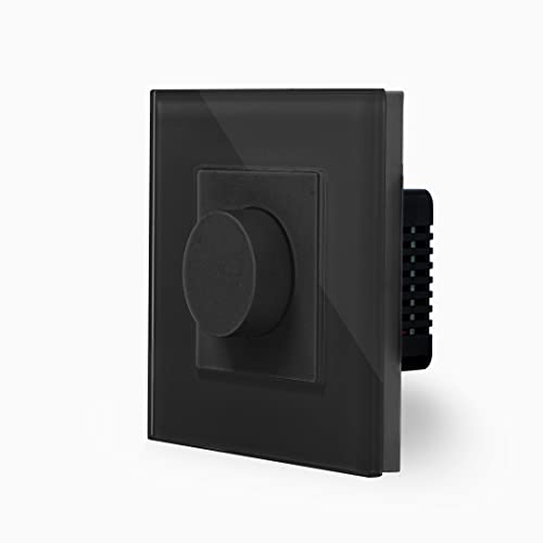 BSEED - Regulador de intensidad mecánico para luces LED (con marco de cristal), color negro Cover