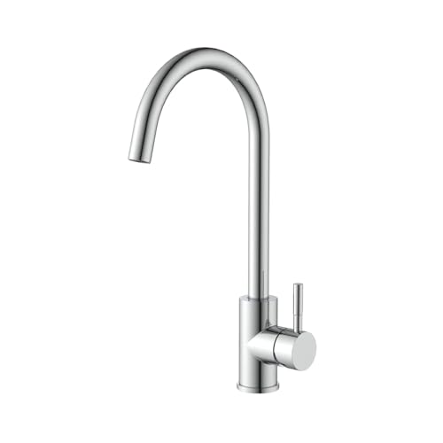Robinet de cuisine mitigeur design contemporain fini en nickel brossé mat