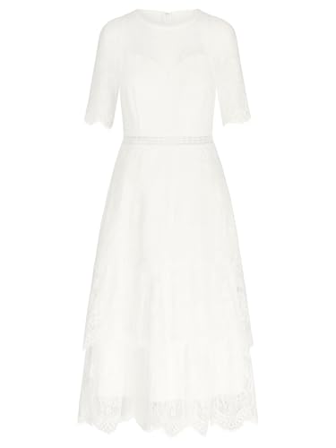 APART Midi Hochzeitskleid in Midi Länge aus zarter, weicher Spitze, Creme, 38