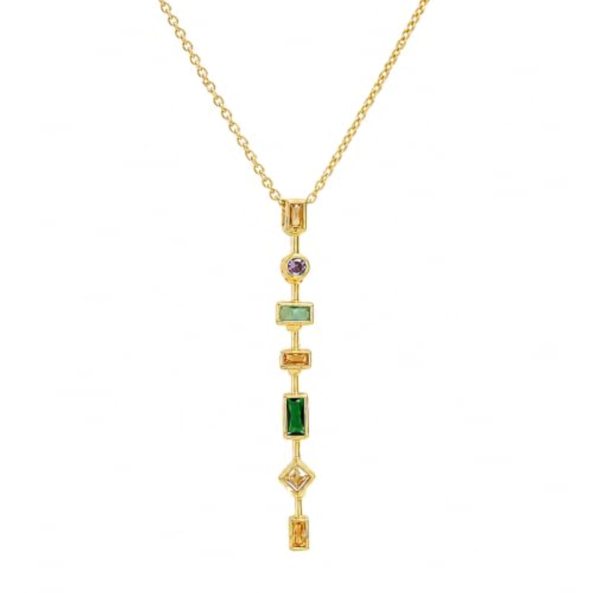 Multicolor Stone Pendant Necklace for Women