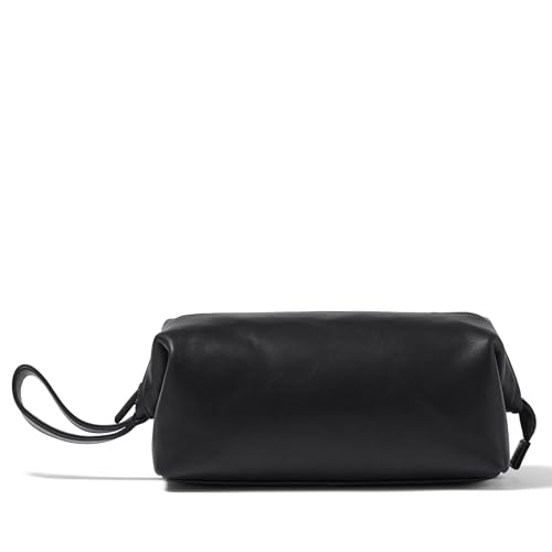 Leatherology Premium Black Oil Framed Toiletry Bag - Wide-mouth zippered opening, interior and exterior zippered compartments, compact and functional